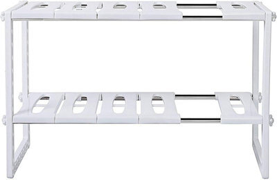 Mantraraj 2 Tier Expandable Under Sink Organizer Storage Shelf Shelves Unit Space Saving Multipurpose Tidy Organizer Rack Cupboard - image 1
