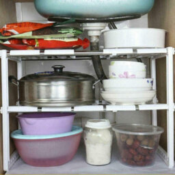 Mantraraj 2 Tier Expandable Under Sink Organizer Storage Shelf Shelves Unit Space Saving Multipurpose Tidy Organizer Rack Cupboard - thumbnail 4