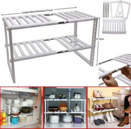 Mantraraj 2 Tier Expandable Under Sink Organizer Storage Shelf Shelves Unit Space Saving Multipurpose Tidy Organizer Rack Cupboard - thumbnail 2