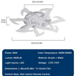 84W Dimmable Led Ceiling Light Flower Modern Chandelier Living Room Remote 82Cm - thumbnail 2