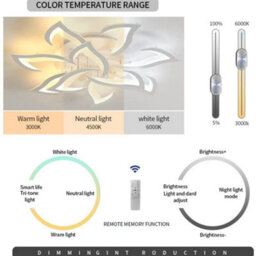 84W Dimmable Led Ceiling Light Flower Modern Chandelier Living Room Remote 82Cm - thumbnail 5