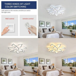 84W Dimmable Led Ceiling Light Flower Modern Chandelier Living Room Remote 82Cm - thumbnail 6