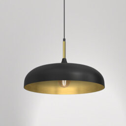 Milagro Lincoln Black 45Cm Pendant Lamp Stylish Hand Made Scandi Style Lamp With A Golden Finish To The Shade Interior 1Xe27 - thumbnail 6