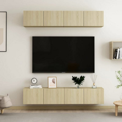 Berkfield Tv Cabinets 4 Pcs Sonoma Oak 80X30X30 Cm Engineered Wood - image 1