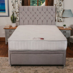Divan Base Direct Ruby Memory Foam Orthopaedic Sprung Divan Bed Set 4Ft Small Double Large End Drawer - Plush Light Silver - thumbnail 3