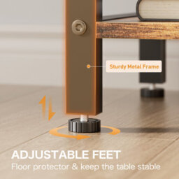 Led Bedside Table Set Of 2 With Charging Station & Fabric Drawer, Modern Bedside Cabinet For Bedroom, Brown - thumbnail 6