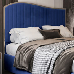Brixton Upholstered Soft Velvet Metal Blue Bed Frame - thumbnail 2