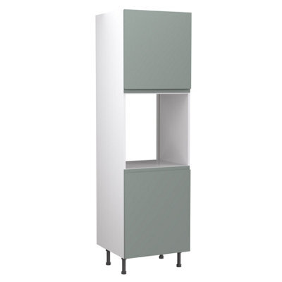 Kitchen Kit Sage Green Matt J-Pull Door Oven (Single) Housing Tall Unit Cabinet Handleless Soft Close Flatpack - 600X2120mm - image 1