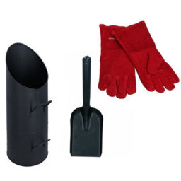 AB Tools Coal Hod Scuttle Metal Coal Carrier Fire Log Burner 56 X 25Cm, Shovel & Gloves - thumbnail 1