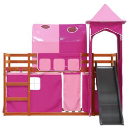 Berkfield Bunk Bed Without Mattress With Slide And Curtains Pink 90X200 Cm - thumbnail 7