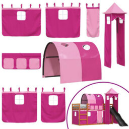 Berkfield Bunk Bed Without Mattress With Slide And Curtains Pink 90X200 Cm - thumbnail 5