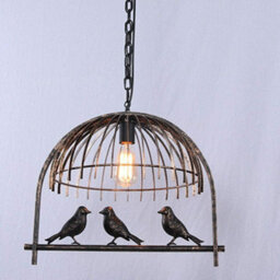 Ledsone Bird Cage Ceiling Industrial Chandelier Loft Pendant Light Rustic Red Color Hanging Light With Adjustable Cable - thumbnail 2