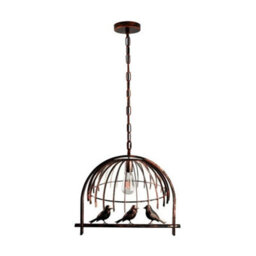 Ledsone Bird Cage Ceiling Industrial Chandelier Loft Pendant Light Rustic Red Color Hanging Light With Adjustable Cable