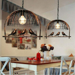 Ledsone Bird Cage Ceiling Industrial Chandelier Loft Pendant Light Rustic Red Color Hanging Light With Adjustable Cable - thumbnail 6
