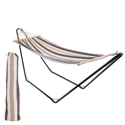 Harbour Housewares Garden Spreader Bar Hammock With Stand - Navy Stripe - image 1