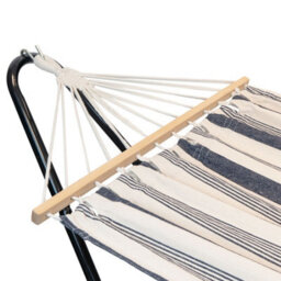 Harbour Housewares Garden Spreader Bar Hammock With Stand - Navy Stripe - thumbnail 5