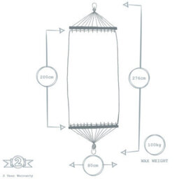 Harbour Housewares Garden Spreader Bar Hammock With Stand - Navy Stripe - thumbnail 3