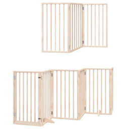 Walplus Poplar Wood Dog Gate With Door Foldable 9 Panels 450 Cm - thumbnail 3