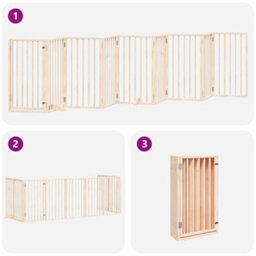 Walplus Poplar Wood Dog Gate With Door Foldable 9 Panels 450 Cm - thumbnail 6
