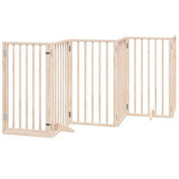 Walplus Poplar Wood Dog Gate With Door Foldable 9 Panels 450 Cm - thumbnail 4