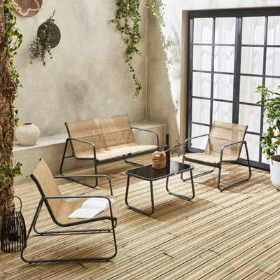 Sweeek - 4-Seater Metal Garden Sofa Set Silvi Anthracite 77X114X76 Cm - image 1