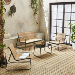 Sweeek - 4-Seater Metal Garden Sofa Set Silvi Anthracite 77X114X76 Cm - thumbnail 1
