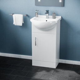 Nes Home 450mm Floorstanding Vanity Basin Cabinet Gloss White Soft Close Door - thumbnail 3