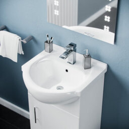 Nes Home 450mm Floorstanding Vanity Basin Cabinet Gloss White Soft Close Door - thumbnail 2