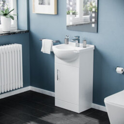 Nes Home 450mm Floorstanding Vanity Basin Cabinet Gloss White Soft Close Door - thumbnail 1
