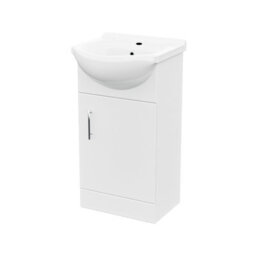 Nes Home 450mm Floorstanding Vanity Basin Cabinet Gloss White Soft Close Door - thumbnail 4
