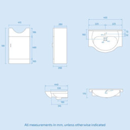 Nes Home 450mm Floorstanding Vanity Basin Cabinet Gloss White Soft Close Door - thumbnail 5