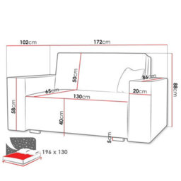 Viva Vox Iii Living Room Sofa Bed Has Sleep Function Storage Box Upholstered Back 172X88X102Cm Light Grey - thumbnail 4