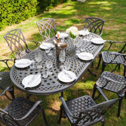Lazy Susan Catherine Antique Bronze 8 Seater Metal Garden Furniture Set - thumbnail 6