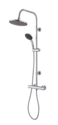 GoodHome Lidia Chrome Effect Wall-Mounted Thermostatic Mixer Shower With 2 Heads & 1.5M Hose Length - thumbnail 1