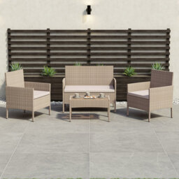Lassic Garden Vida Natural Kendal Rattan Garden Furniture Set Patio Conservatory Balcony Outdoor 4 Seater Piece Glass Top Table, Ukfr - thumbnail 1