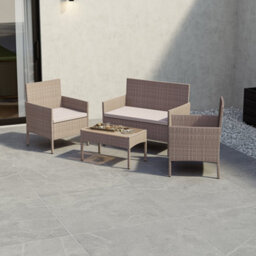 Lassic Garden Vida Natural Kendal Rattan Garden Furniture Set Patio Conservatory Balcony Outdoor 4 Seater Piece Glass Top Table, Ukfr - thumbnail 4