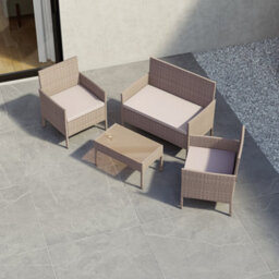 Lassic Garden Vida Natural Kendal Rattan Garden Furniture Set Patio Conservatory Balcony Outdoor 4 Seater Piece Glass Top Table, Ukfr - thumbnail 5