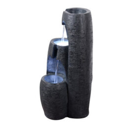 Teamson Home Garden Outdoor Water Feature, Modern 3-Tier Cascading Urn Water Fountain, With Led Lights, Black - thumbnail 5