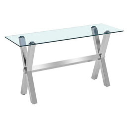 Furniture in Fashion Crossley Clear Glass Console Table With Stainless Steel Legs - thumbnail 2