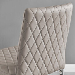 Furniturebox Milan Cappuccino Beige Diamond-Stiched Faux Leather Silver Leg Padded Bar Stools (Set Of 2) - thumbnail 5
