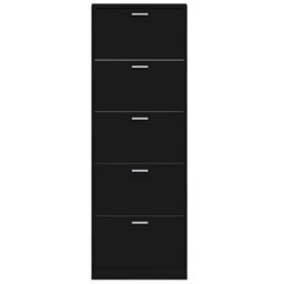 Vidaxl Shoe Cabinet Black 59X17X169 Cm Engineered Wood - thumbnail 6