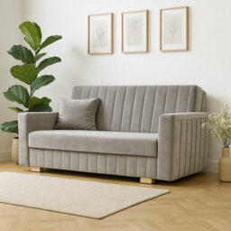 Viva Glam Iii 3 Seater Sofa Bed With Hidden Storage Sinuous Springs Solid Wood Legs Light Grey - thumbnail 3