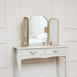 Melody Maison Gold Hexagon Triple Dressing Table Mirror 82Cm X 59Cm - thumbnail 3