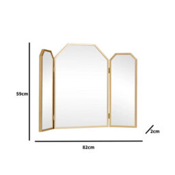 Melody Maison Gold Hexagon Triple Dressing Table Mirror 82Cm X 59Cm - thumbnail 8