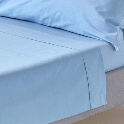 Homescapes Blue Egyptian Cotton Flat Sheet 200 Tc, Double - image 1
