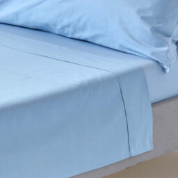 Homescapes Blue Egyptian Cotton Flat Sheet 200 Tc, Double - thumbnail 1