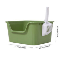 Thehotsale Green Open Top Cat Litter Box With Scoop 45Cm(W) X 38Cm(D) X 22Cm(H) - thumbnail 6