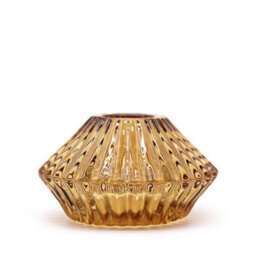 Serenityy Flower Flip Dinner Candle And Tealight Holder - Antique Amber Glass, 203G