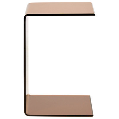 Wyld And Coco C-Shaped Side End Table Brown Glass 40 X 61 Cm - Tempered Glass Cantilever Rectangular Top - image 1