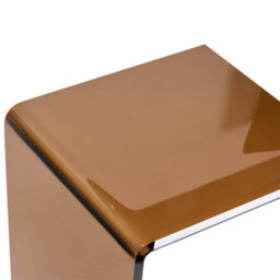 Wyld And Coco C-Shaped Side End Table Brown Glass 40 X 61 Cm - Tempered Glass Cantilever Rectangular Top - thumbnail 4
